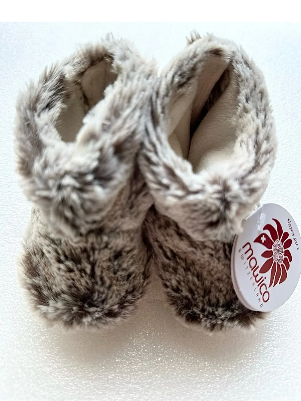 Cozy Kids Faux Fur Mittens in Light Brown with Red Sleepers